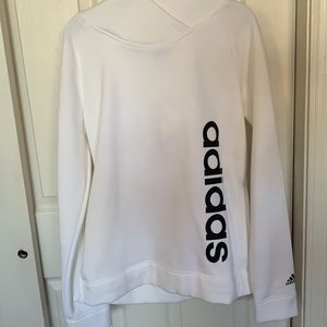 White Adidas crisscross neck hoodie